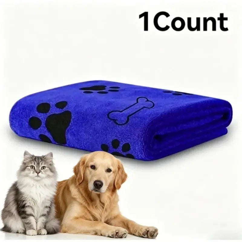 Ultrafine Fiber Pet Grooming Towel for Dogs, 60X100 Cm, Super Absorbent and Quick Dry, Soft Durable Bath Towel with Claw Print Pattern