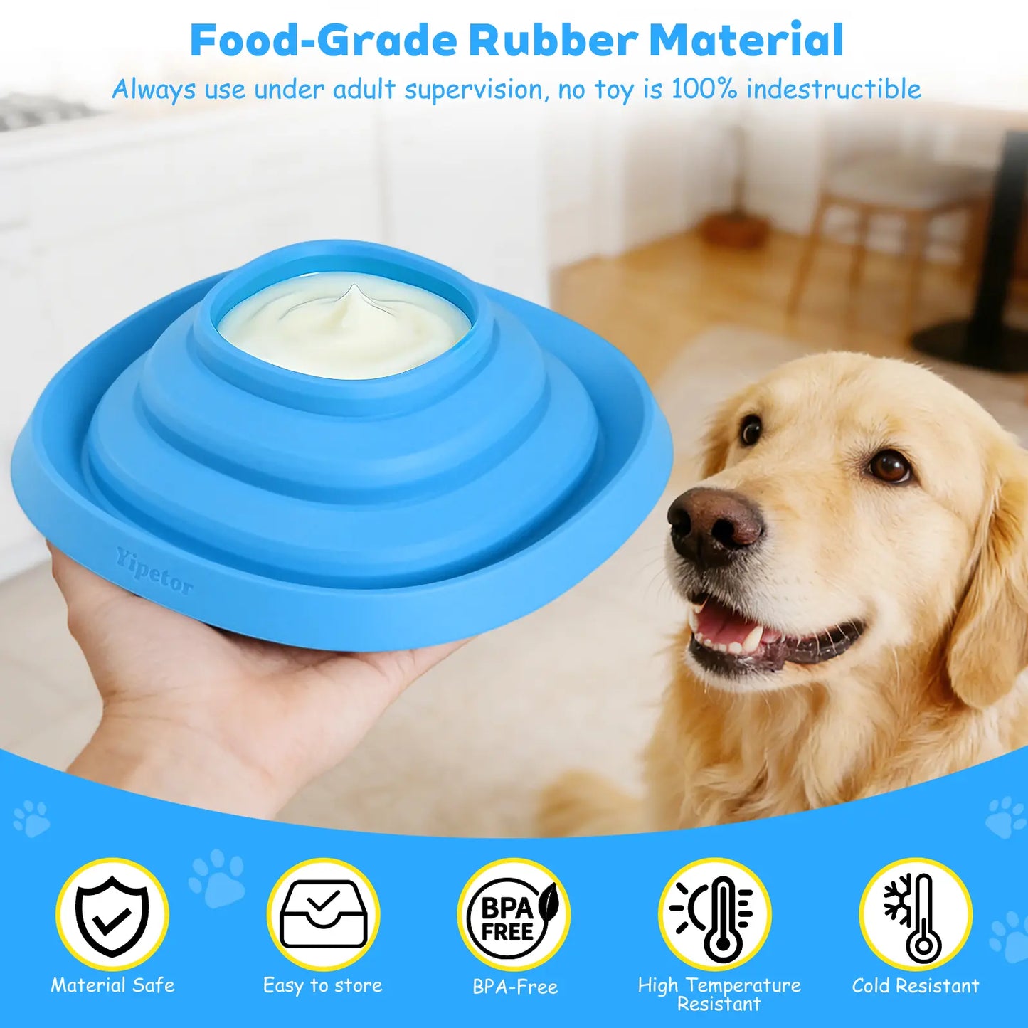 Yipetor Slow Feeder Dog Bowls with Rolling Ball, Multi-Purpose Liquid Treat Feeder for Post-Operative Nutrition, Zen Disc Foldable Silicone Lick Pad, BPA-Free Puzzle Feeder for All Breeds