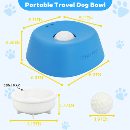 Yipetor Slow Feeder Dog Bowls with Rolling Ball, Multi-Purpose Liquid Treat Feeder for Post-Operative Nutrition, Zen Disc Foldable Silicone Lick Pad, BPA-Free Puzzle Feeder for All Breeds