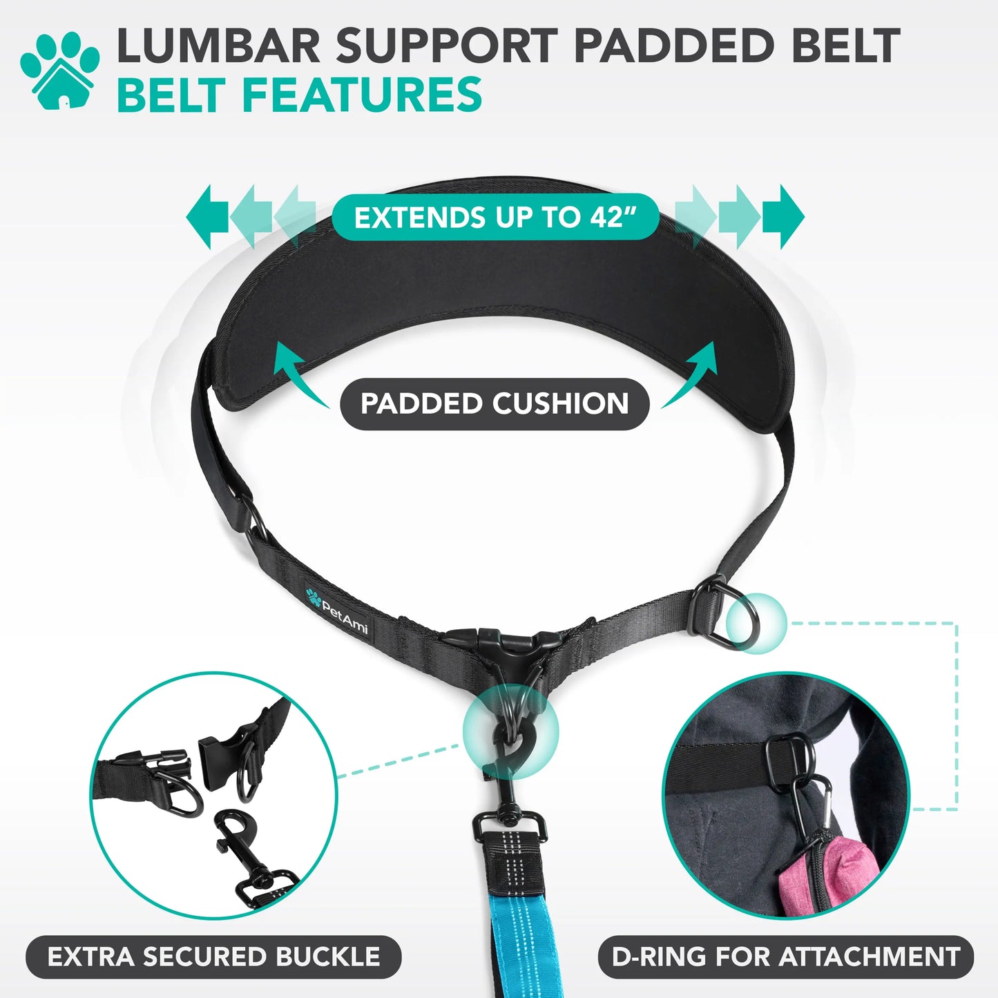 Petami Heavy-Duty Double Dog Leash with 360-Degree Swivel No-Tangle Coupler, Shock-Absorbing Bungee, Padded Handles, and Reflective Features for Medium and Large Dogs
