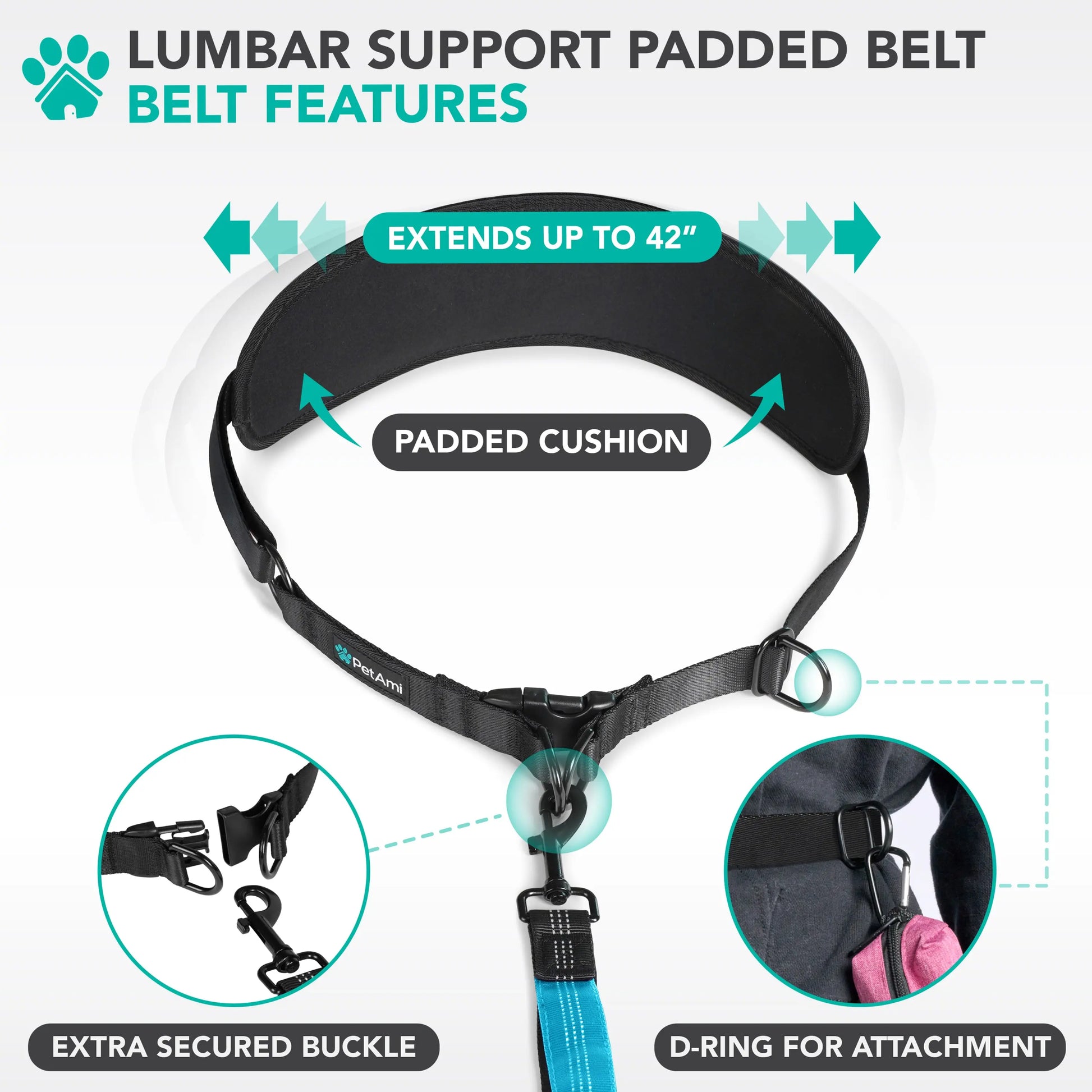 Petami Heavy-Duty Double Dog Leash with 360-Degree Swivel No-Tangle Coupler, Shock-Absorbing Bungee, Padded Handles, and Reflective Features for Medium and Large Dogs