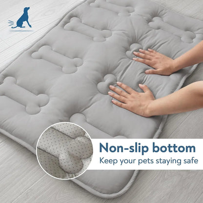 2Pcs Thicker Dog Cooling Mat for Dogs or Cats, Cute Bone Quiled Durable Non-Slip Long-Lasting Instant Cool Summer Pet Cooling Pad, No Geal No Electric Portable Lightweight Washable Indoor Outdoor Cold Kennel Crate Bed for Large Dogs, Grey #Summervibes