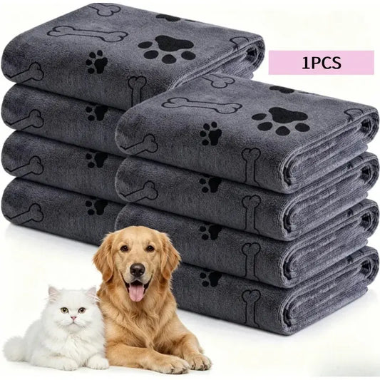 Ultrafine Fiber Pet Grooming Towel for Dogs, 60X100 Cm, Super Absorbent and Quick Dry, Soft Durable Bath Towel with Claw Print Pattern