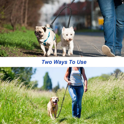 Pipidodo Dual Dog Leash with Shock Absorption, Tangle-Free 360° Swivel, and Comfortable Padded Handle for No-Pull Walking of Two Dogs