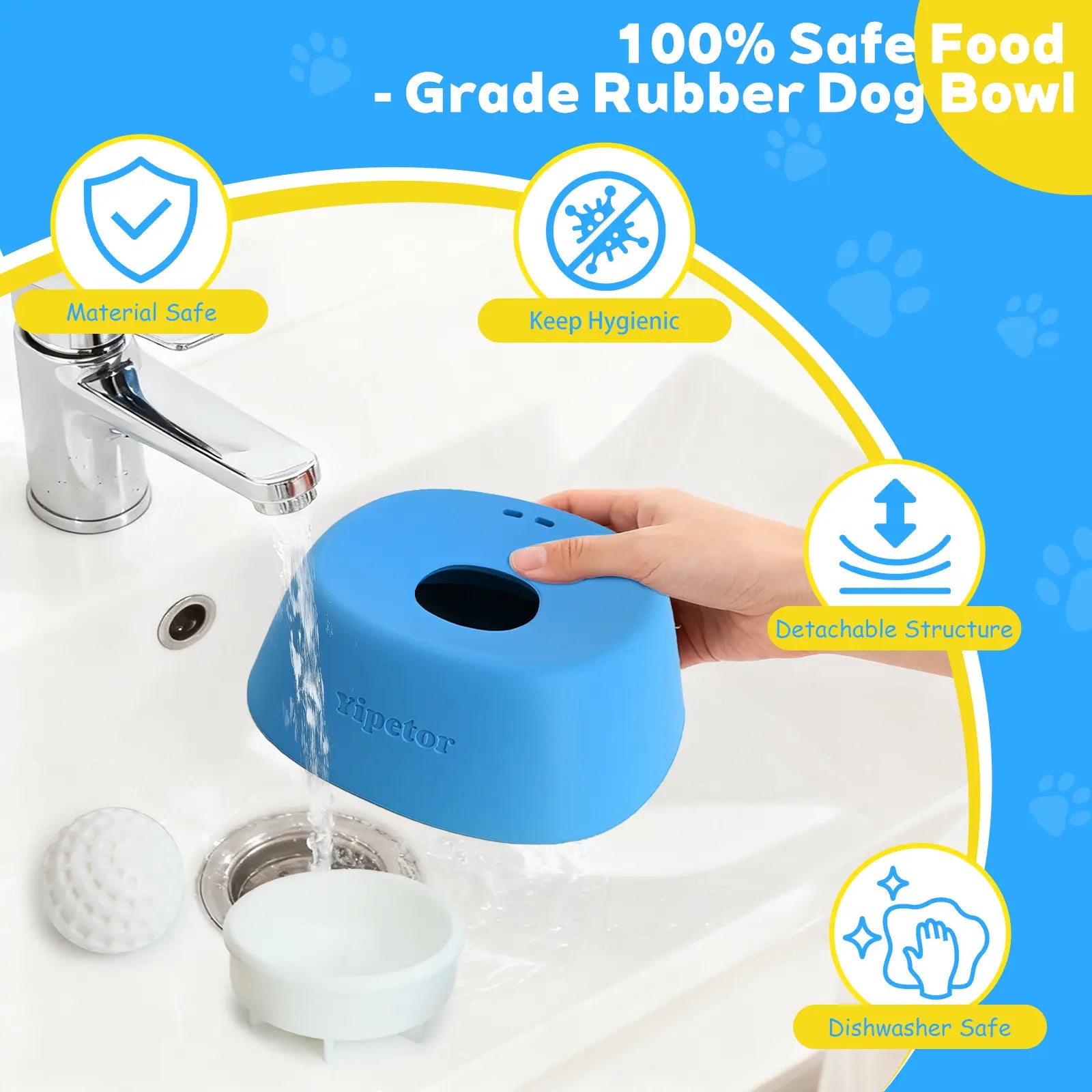 Yipetor Slow Feeder Dog Bowls with Rolling Ball, Multi-Purpose Liquid Treat Feeder for Post-Operative Nutrition, Zen Disc Foldable Silicone Lick Pad, BPA-Free Puzzle Feeder for All Breeds