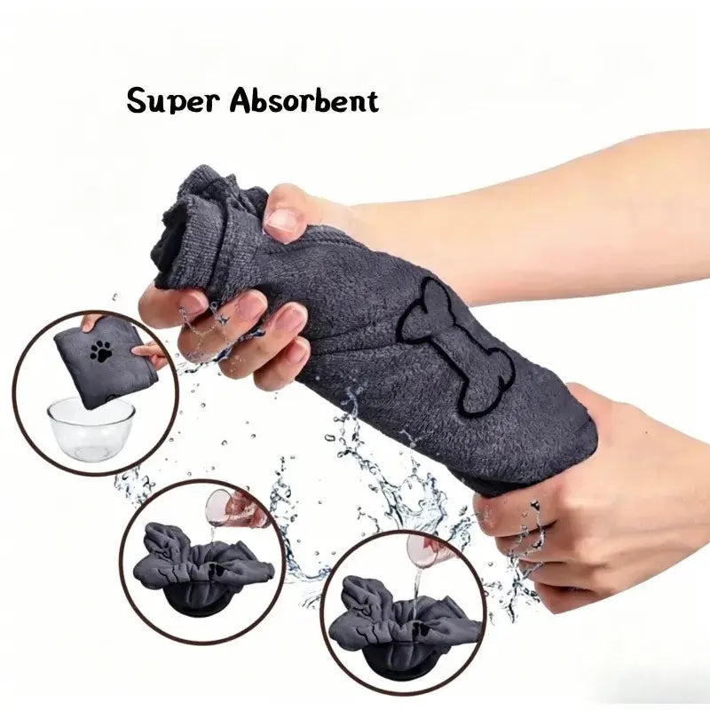 Ultrafine Fiber Pet Grooming Towel for Dogs, 60X100 Cm, Super Absorbent and Quick Dry, Soft Durable Bath Towel with Claw Print Pattern