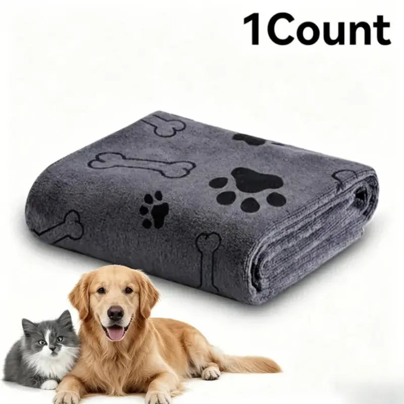 Ultrafine Fiber Pet Grooming Towel for Dogs, 60X100 Cm, Super Absorbent and Quick Dry, Soft Durable Bath Towel with Claw Print Pattern