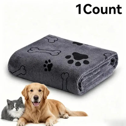 Ultrafine Fiber Pet Grooming Towel for Dogs, 60X100 Cm, Super Absorbent and Quick Dry, Soft Durable Bath Towel with Claw Print Pattern