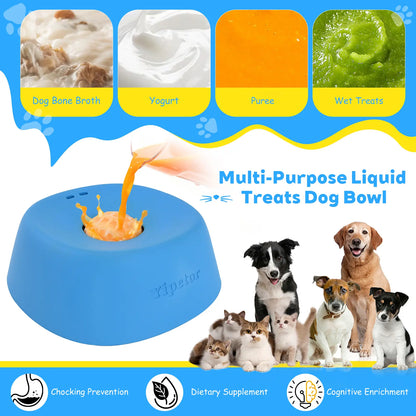 Yipetor Slow Feeder Dog Bowls with Rolling Ball, Multi-Purpose Liquid Treat Feeder for Post-Operative Nutrition, Zen Disc Foldable Silicone Lick Pad, BPA-Free Puzzle Feeder for All Breeds